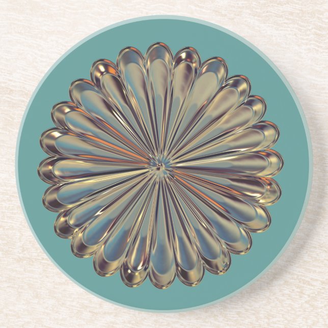 Art deco flower medallion  stone coaster (Front)