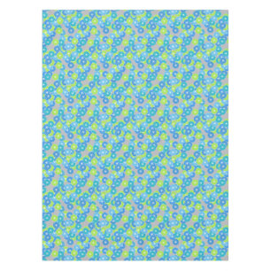 Art Deco flower pattern - blue and lime green Tablecloth