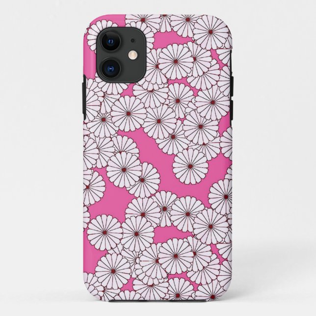 Art Deco flower pattern - cream on pink Case-Mate iPhone Case (Back)