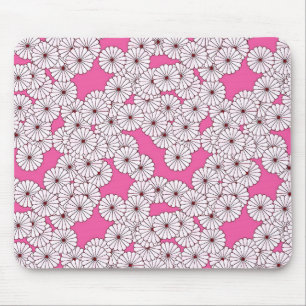 Art Deco flower pattern - cream on pink Mouse Mat