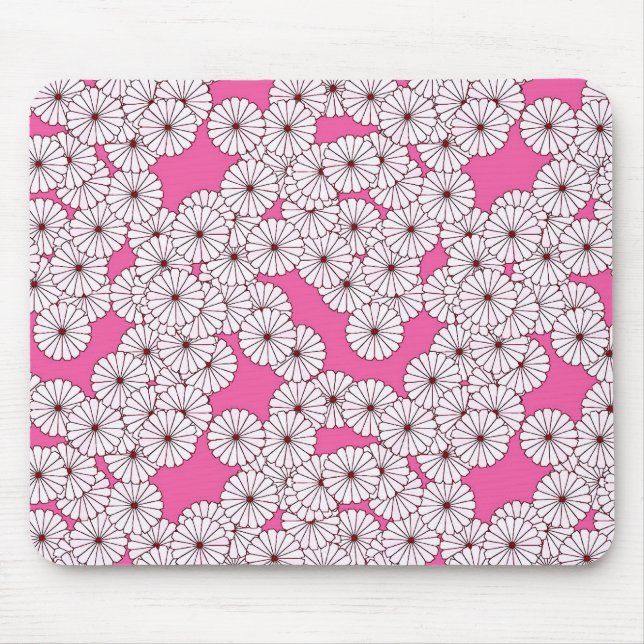Art Deco flower pattern - cream on pink Mouse Mat (Front)