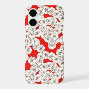 Art Deco flower pattern - cream on red