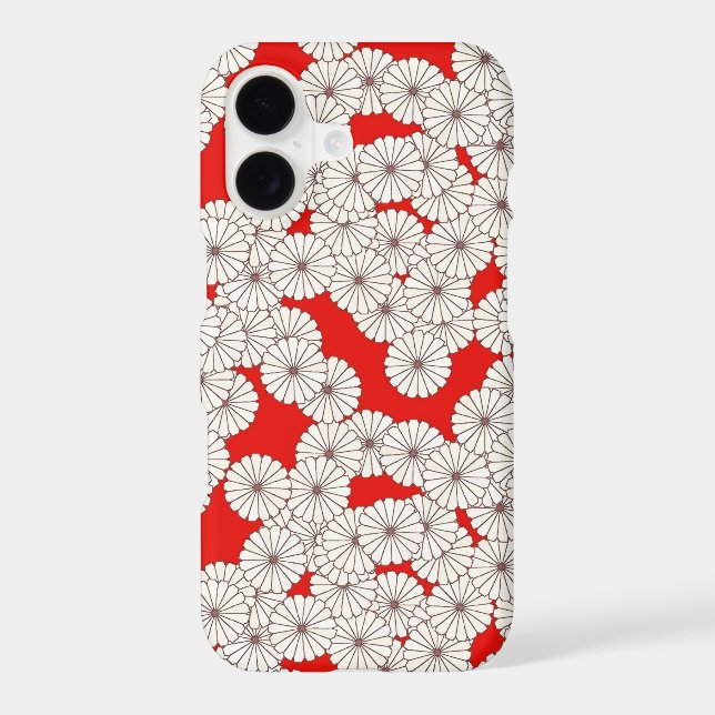 Art Deco flower pattern - cream on red (Back)