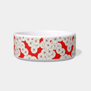 Art Deco flower pattern - cream on red Bowl