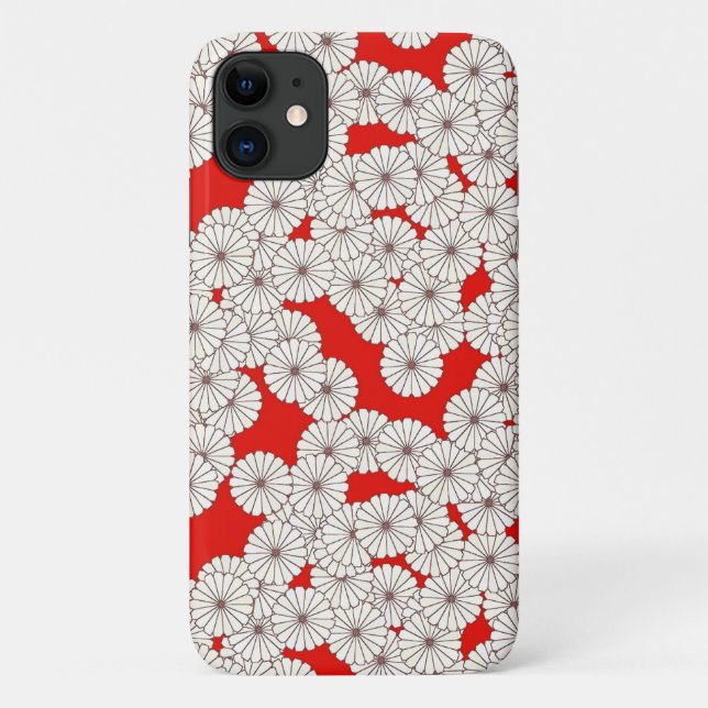 Art Deco flower pattern - cream on red Case-Mate iPhone Case (Back)