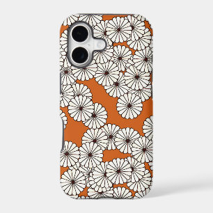 Art Deco flower pattern - cream on rust