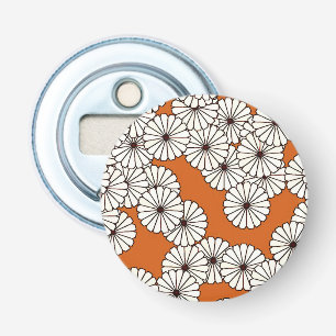 Art Deco flower pattern - cream on rust Bottle Opener