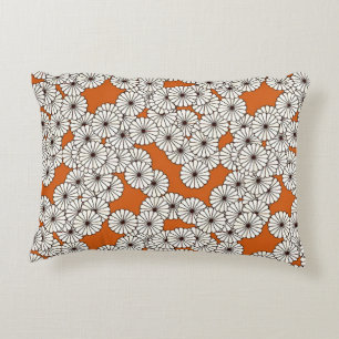 Art Deco flower pattern - cream on rust Decorative Cushion