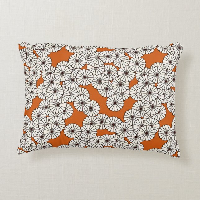 Art Deco flower pattern - cream on rust Decorative Cushion (Back)