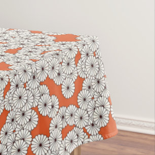 Art Deco flower pattern - cream on rust Tablecloth