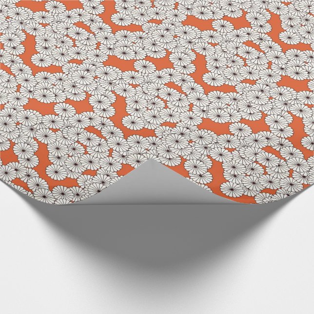 Art Deco flower pattern - cream on rust Wrapping Paper (Corner)