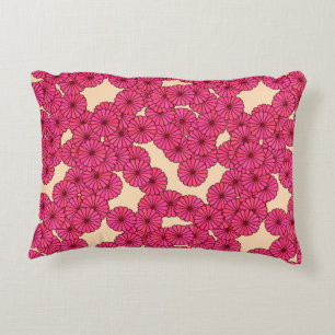 Art Deco flower pattern - deep pink and peach Decorative Cushion