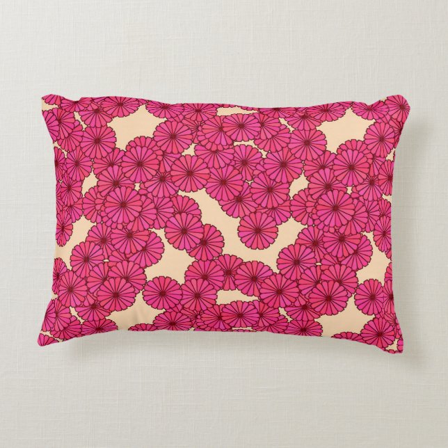 Art Deco flower pattern - deep pink and peach Decorative Cushion (Back)