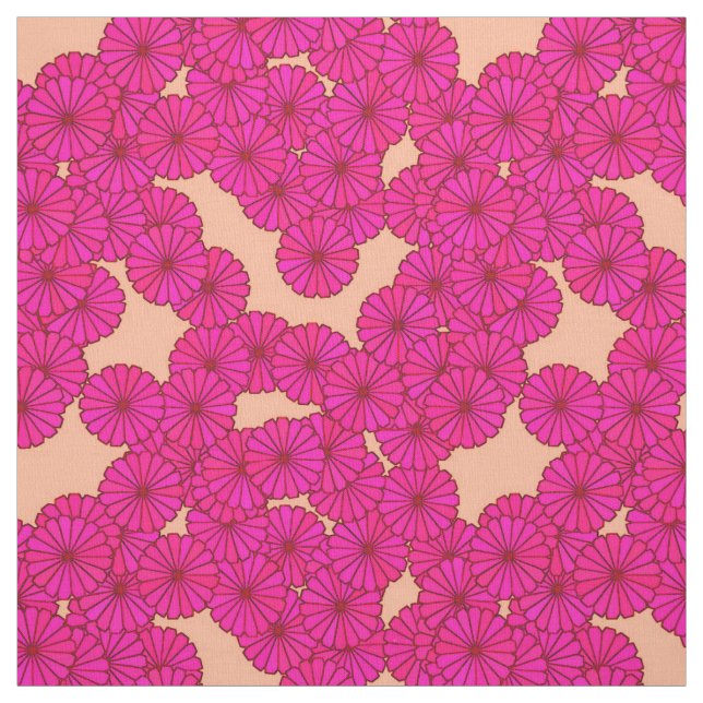 Art Deco flower pattern - deep pink and peach Fabric (Swatch)