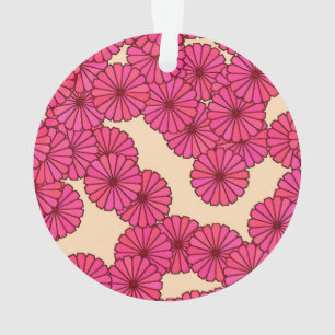 Art Deco flower pattern - deep pink and peach Ornament