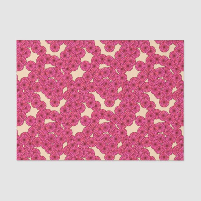 Art Deco flower pattern - deep pink and peach Tissue Paper (Front)