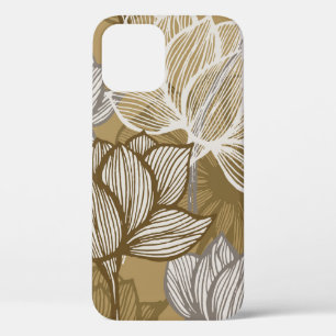Art deco flower pattern. Flower gold line art. flo iPhone 12 Case