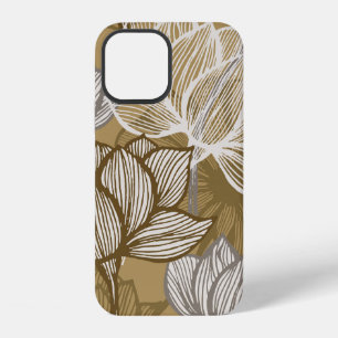 Art deco flower pattern. Flower gold line art. flo iPhone 12 Case