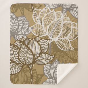 Art deco flower pattern. Flower gold line art. flo Sherpa Blanket