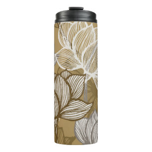 Art deco flower pattern. Flower gold line art. flo Thermal Tumbler