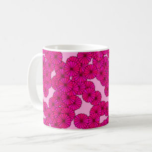Art Deco flower pattern - magenta on pink Coffee Mug