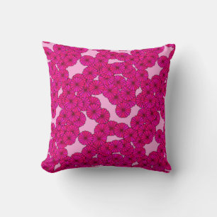 Art Deco flower pattern - magenta on pink Cushion