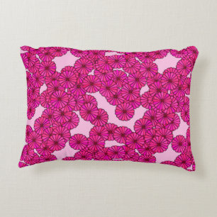 Art Deco flower pattern - magenta on pink Decorative Cushion