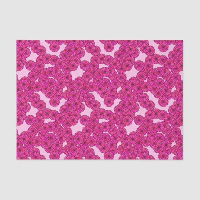 Art Deco flower pattern - magenta on pink Tissue Paper (Front)