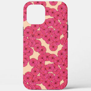 Art Deco flower pattern - pink and peach iPhone 12 Pro Max Case