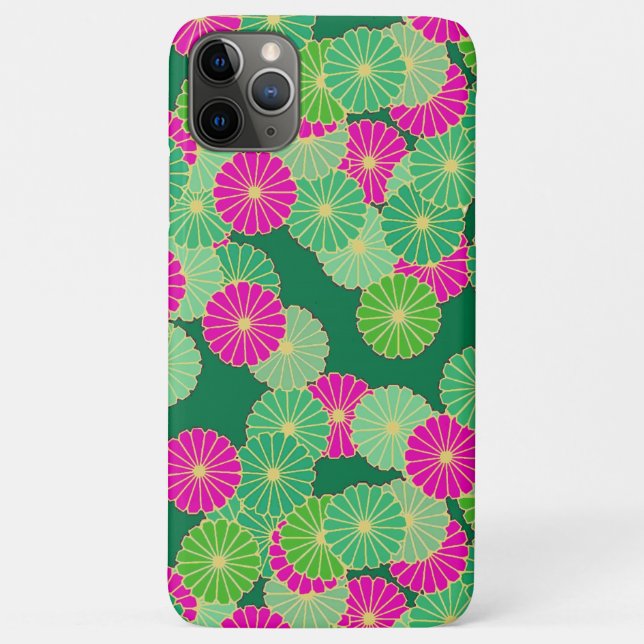 Art Deco flower pattern - shades of green, fuchsia Case-Mate iPhone Case (Back)