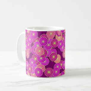 Art Deco flower pattern - shades of violet, coral Coffee Mug