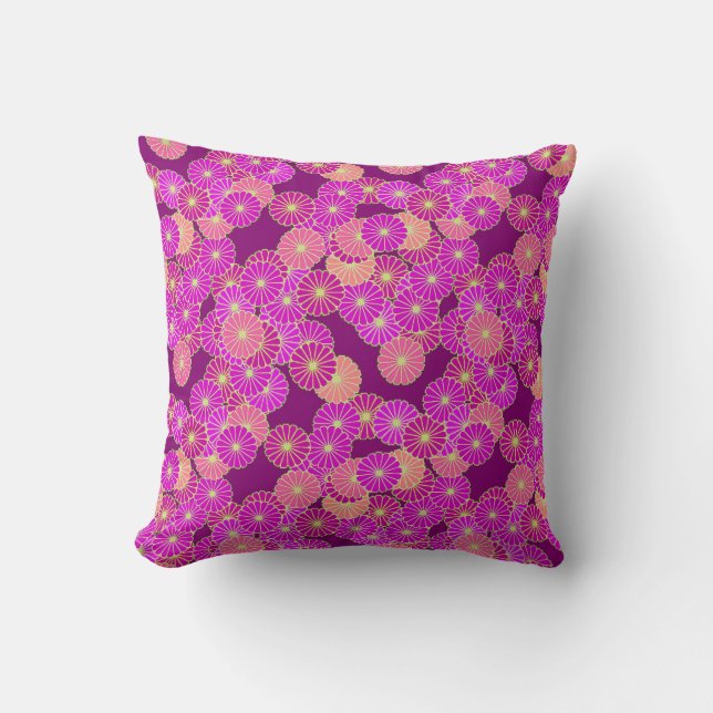 Art Deco flower pattern - shades of violet, coral Cushion (Front)