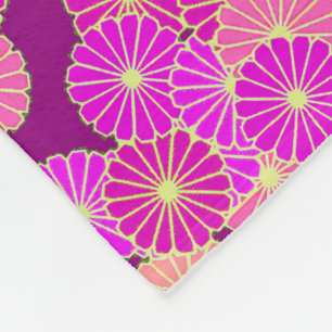 Art Deco flower pattern - shades of violet, coral Fleece Blanket