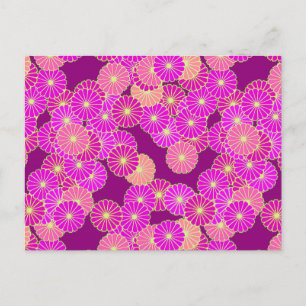 Art Deco flower pattern - shades of violet, coral Postcard