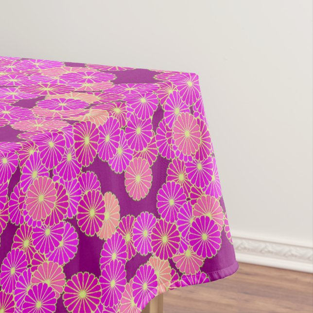 Art Deco flower pattern - shades of violet, coral Tablecloth (In Situ)