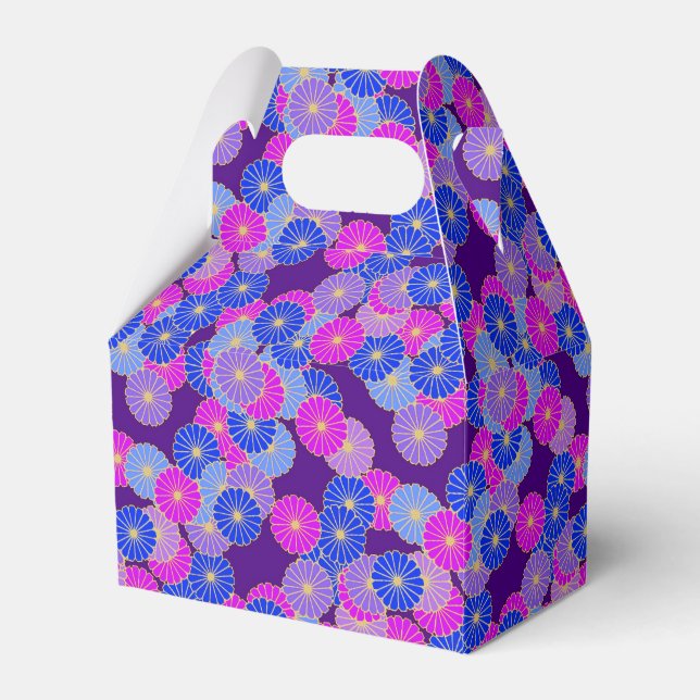 Art Deco flower pattern - violet, blue and purple Favour Box (Front Side)