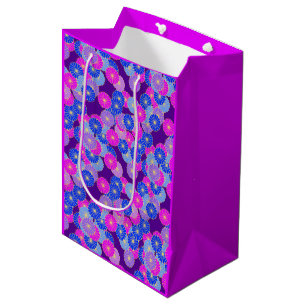Art Deco flower pattern - violet, blue and purple Medium Gift Bag