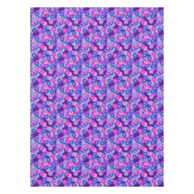 Art Deco flower pattern - violet, blue and purple Tablecloth (Front)
