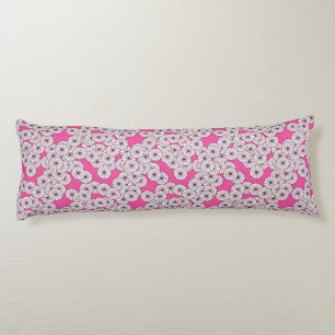 Art Deco flower pattern - white on pink Body Cushion