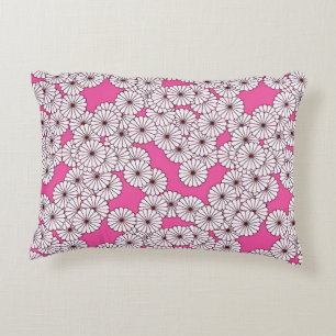 Art Deco flower pattern - white on pink Decorative Cushion