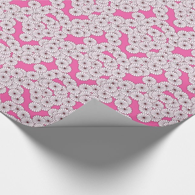 Art Deco flower pattern - white on pink Wrapping Paper (Corner)