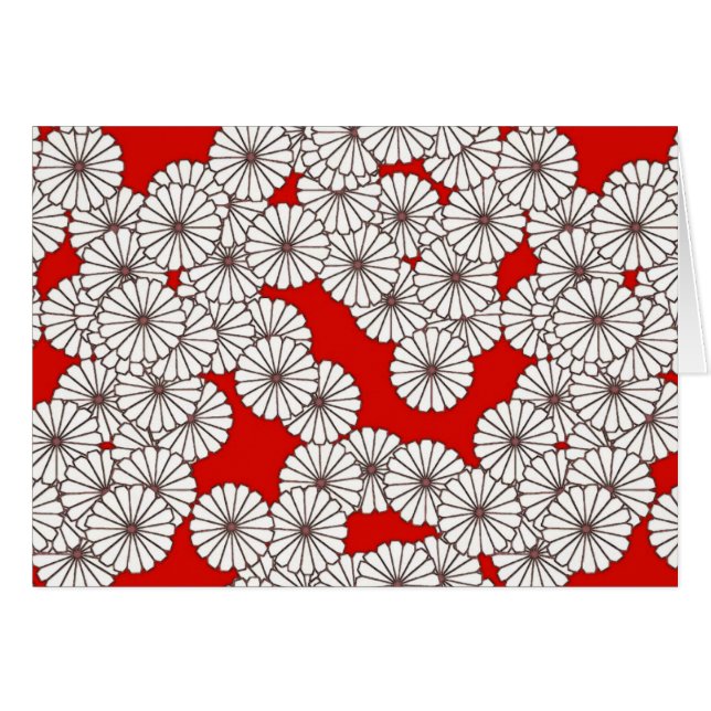 Art Deco flower pattern - white on red (Front Horizontal)