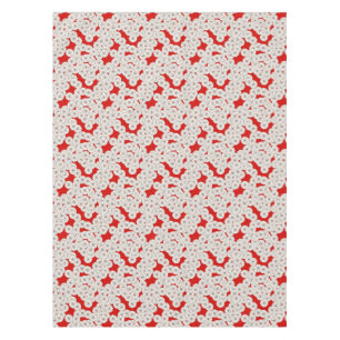 Art Deco flower pattern - white on red Tablecloth