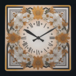 Art Deco flower Square Wall Clock<br><div class="desc">Great clock design. You will love it like others. Be free to use this design for other product you like or to customise and add your text. Follow me for more. Thank you. Have a nice day.</div>