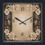 Art Deco Flower Square Wall Clock<br><div class="desc">Great clock design. You will love it like others. Be free to use this design for other product you like or to customise and add your text. Follow me for more. Thank you. Have a nice day.</div>