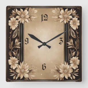 Art Deco Flower Square Wall Clock