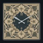 Art Deco Flower Square Wall Clock<br><div class="desc">Great clock design. You will love it like others. Be free to use this design for other product you like or to customise and add your text. Follow me for more. Thank you. Have a nice day.</div>