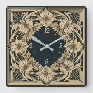 Art Deco Flower Square Wall Clock