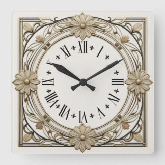 Art Deco Flower Square Wall Clock
