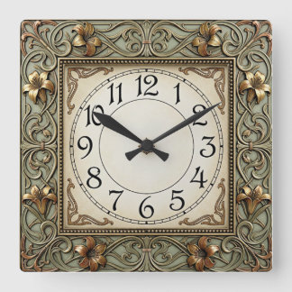 Art Deco Flower Square Wall Clock
